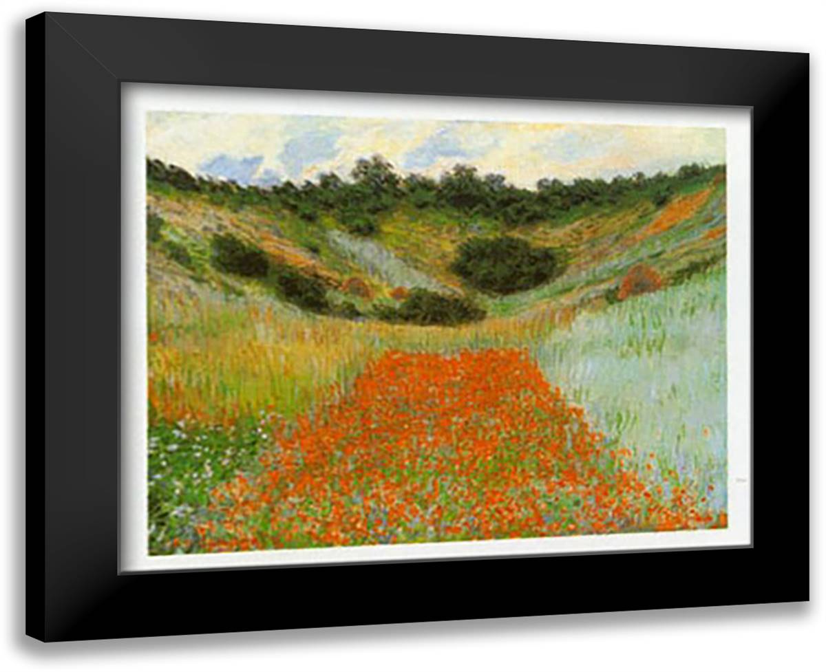 FIELD OF POPPIES At GIVERNY 32x24 Black Modern Wood Framed Art Print Poster by Monet, Claude