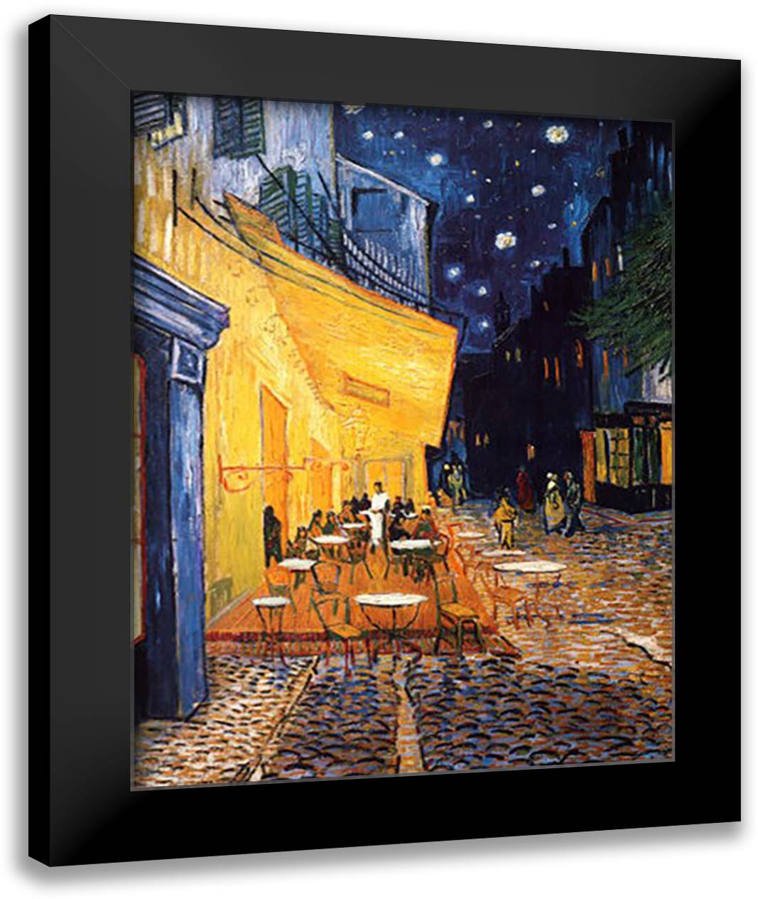 The Cafe Terrace on the Place du Forum, Arles, at Night, c.1888 24x32 Black Modern Wood Framed Art Print Poster by Van Gogh, Vincent