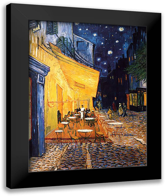 The Cafe Terrace on the Place du Forum, Arles, at Night, c.1888 24x32 Black Modern Wood Framed Art Print Poster by Van Gogh, Vincent