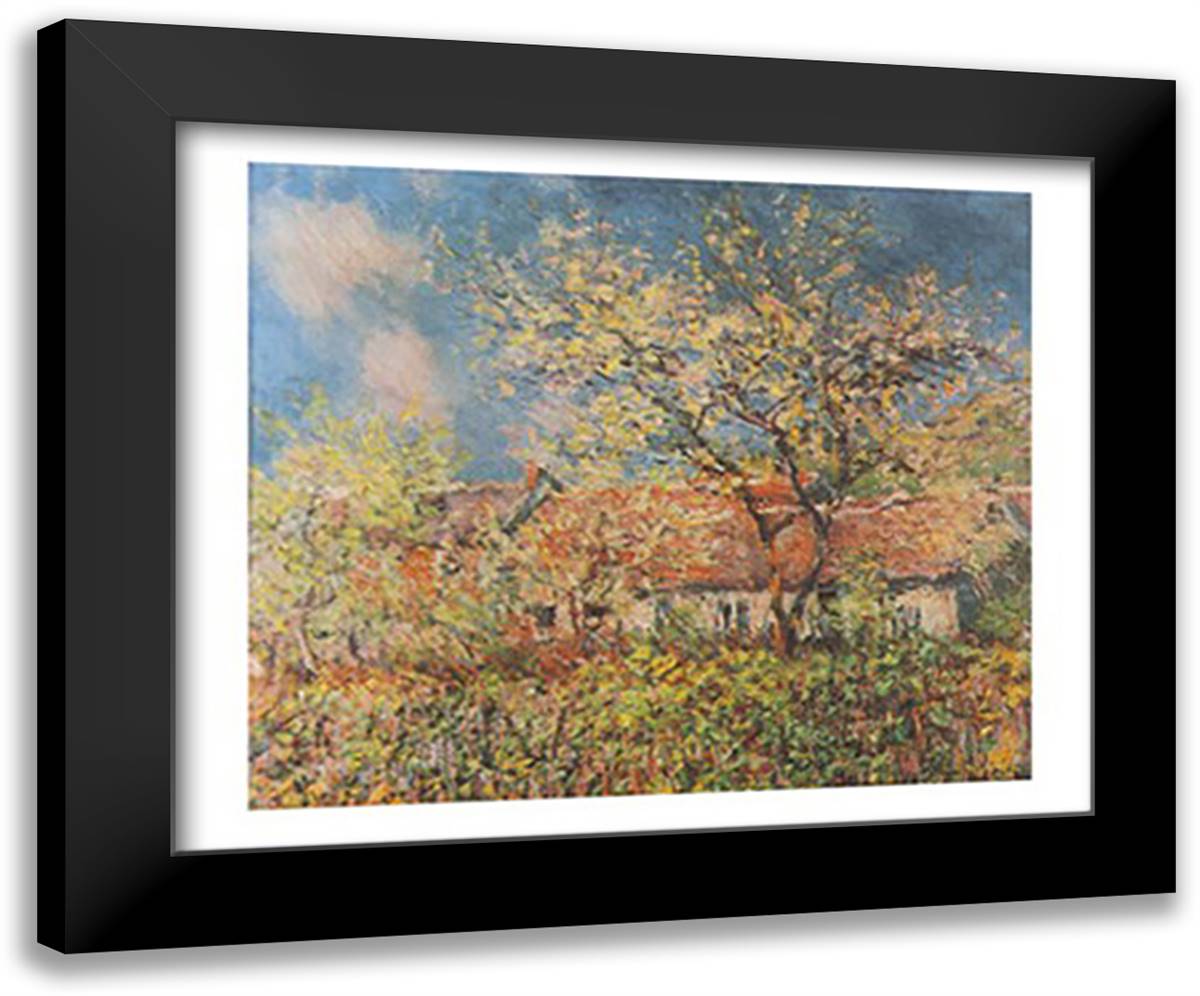 Springtime at Giverny 32x24 Black Modern Wood Framed Art Print Poster by Monet, Claude