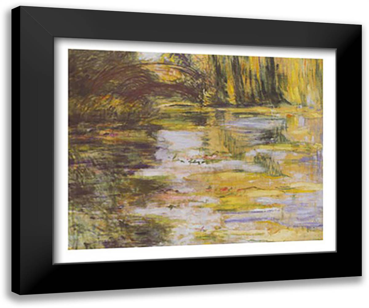 Waterlily Pond: The Bridge 32x24 Black Modern Wood Framed Art Print Poster by Monet, Claude
