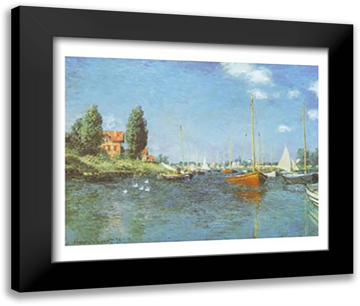 Red Boats, Argenteuil, 1875 32x24 Black Modern Wood Framed Art Print Poster by Monet, Claude