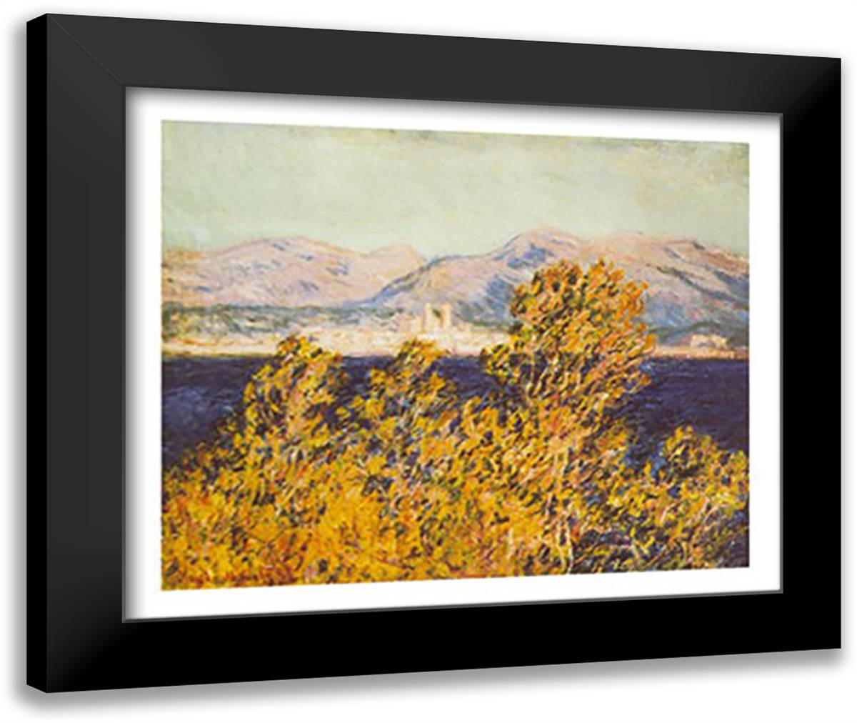 Antibes, View of the Cap, Mistral Wind, 1888 32x24 Black Modern Wood Framed Art Print Poster by Monet, Claude