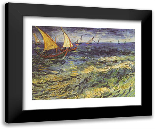 Seascape at Saintes-Maries 35x28 Black Modern Wood Framed Art Print Poster by Van Gogh, Vincent