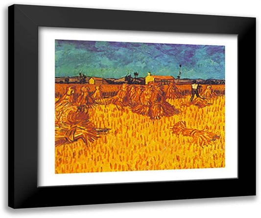 Wheat Field with Sheaves, c.1888 32x24 Black Modern Wood Framed Art Print Poster by Van Gogh, Vincent