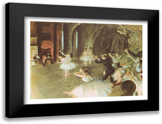The Rehearsal of the Ballet on Stage, 1873-74 32x24 Black Modern Wood Framed Art Print Poster by Degas, Edgar