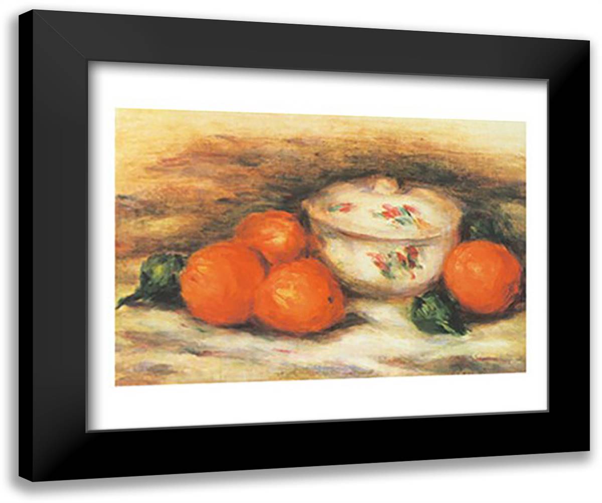 Still life w/ a covered dish and a orange 32x24 Black Modern Wood Framed Art Print Poster by Renoir, Pierre-Auguste