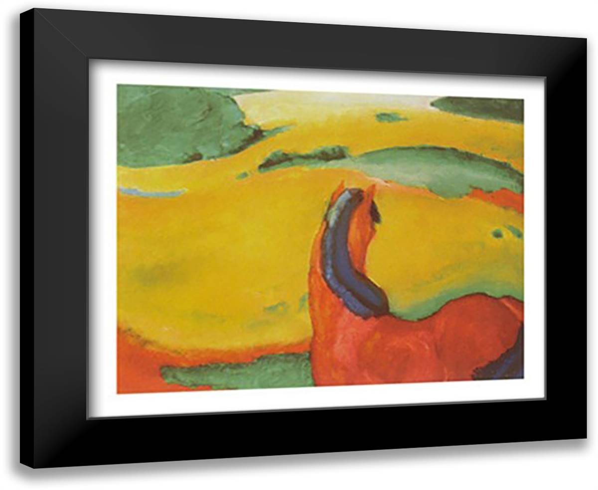 Horse in a landscape, 1910 32x24 Black Modern Wood Framed Art Print Poster by Marc, Franz