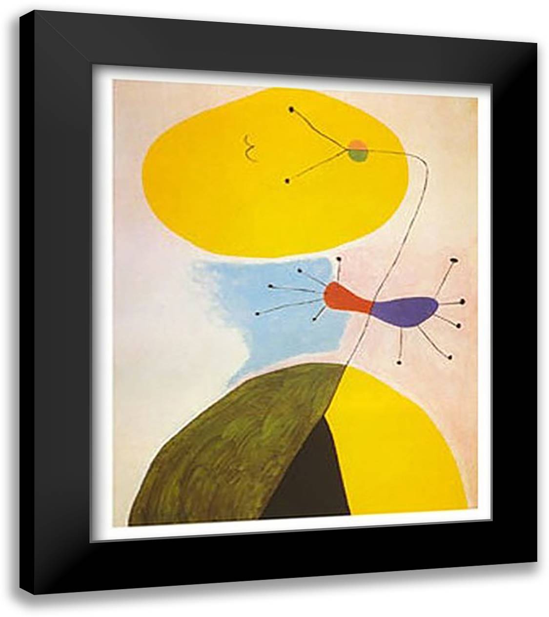 Portrait 28x40 Black Modern Wood Framed Art Print Poster by Miro, Joan