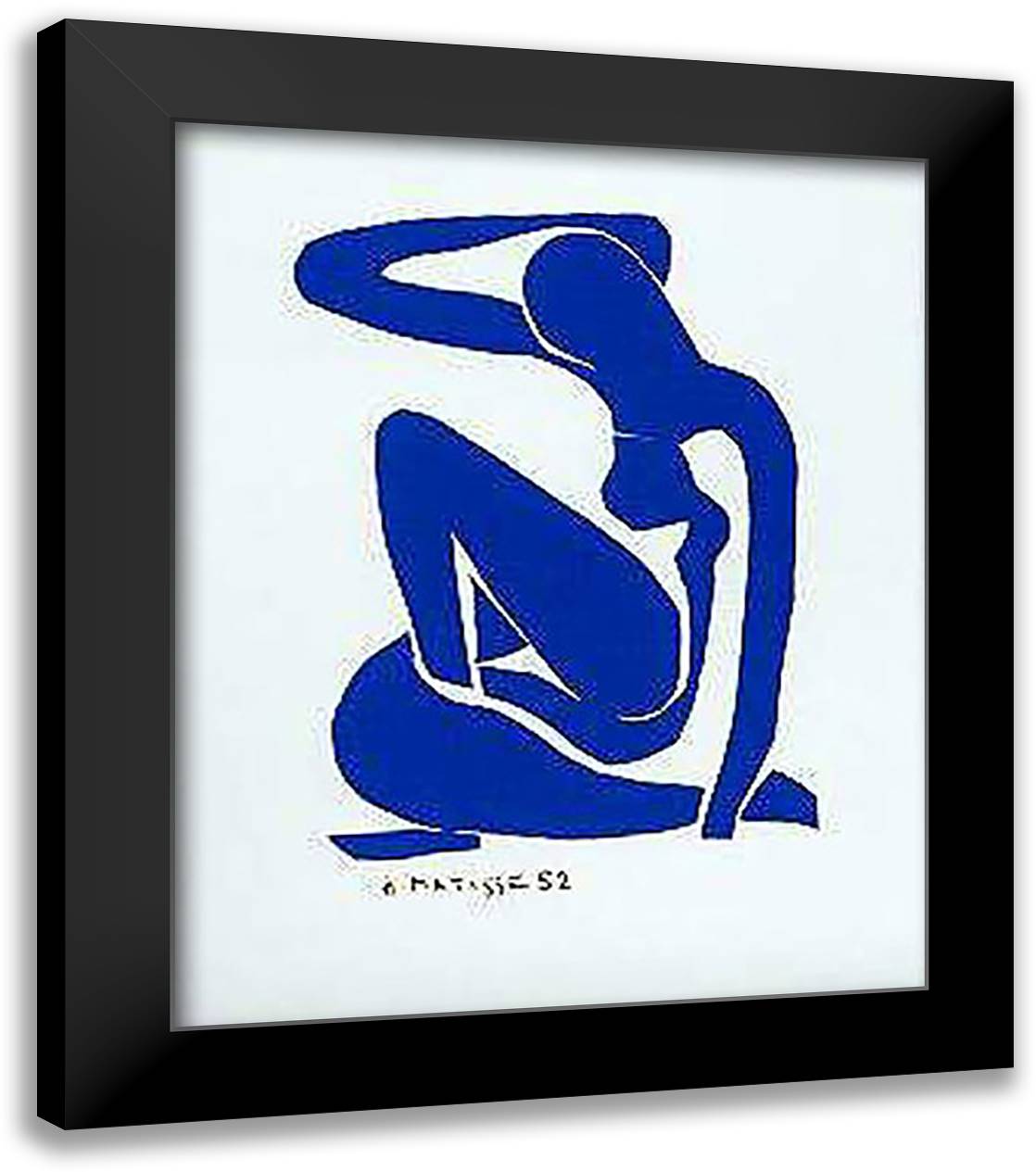 NU BLEU I, 1952 28x40 Black Modern Wood Framed Art Print Poster by Matisse, Henri