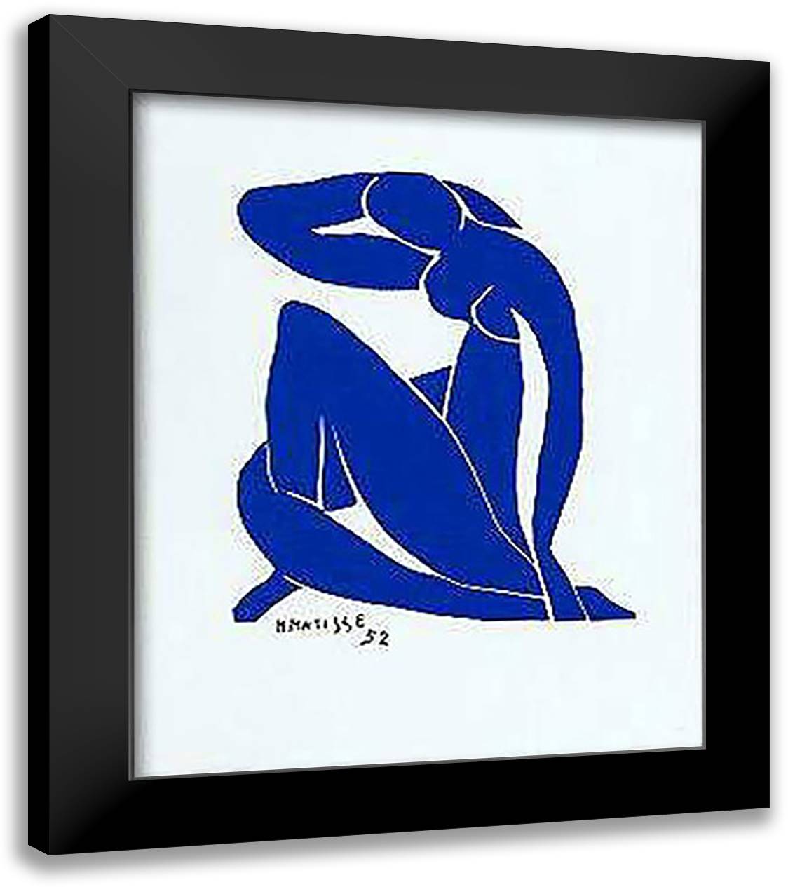 NU BLEU II, 1952 28x40 Black Modern Wood Framed Art Print Poster by Matisse, Henri