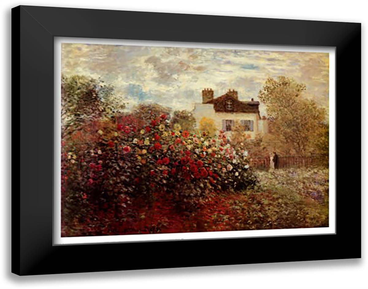 Artist's Garden 40x28 Black Modern Wood Framed Art Print Poster by Monet, Claude