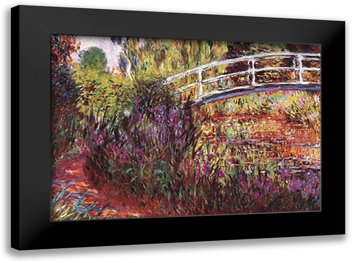 Le Pont Japonais 40x28 Black Modern Wood Framed Art Print Poster by Monet, Claude