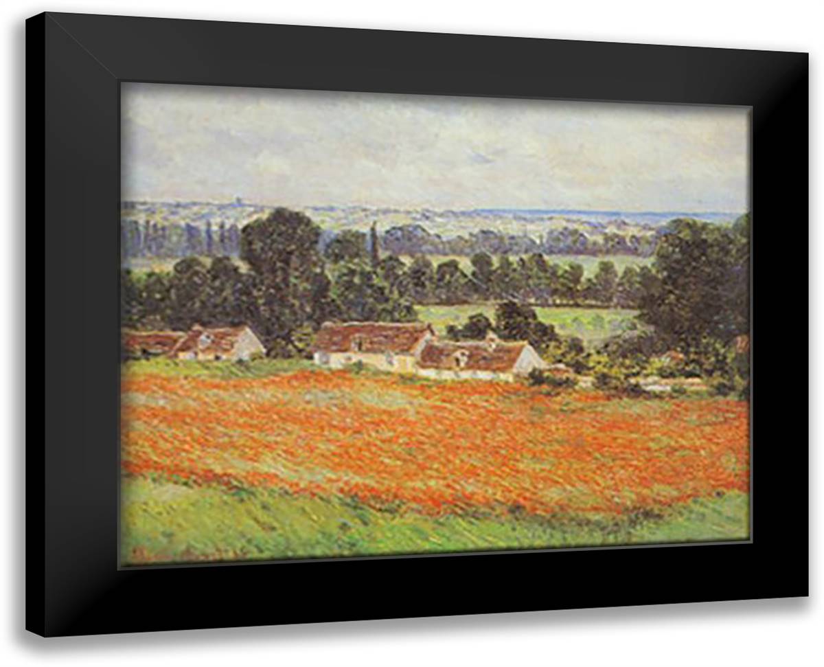 CAMPO DI PAPAVERI 40x28 Black Modern Wood Framed Art Print Poster by Monet, Claude