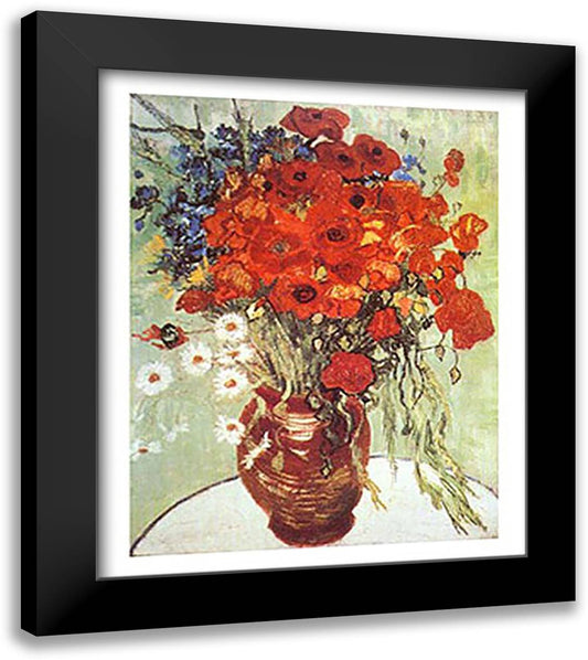 Red Poppies and Daisies, c.1890 28x40 Black Modern Wood Framed Art Print Poster by Van Gogh, Vincent
