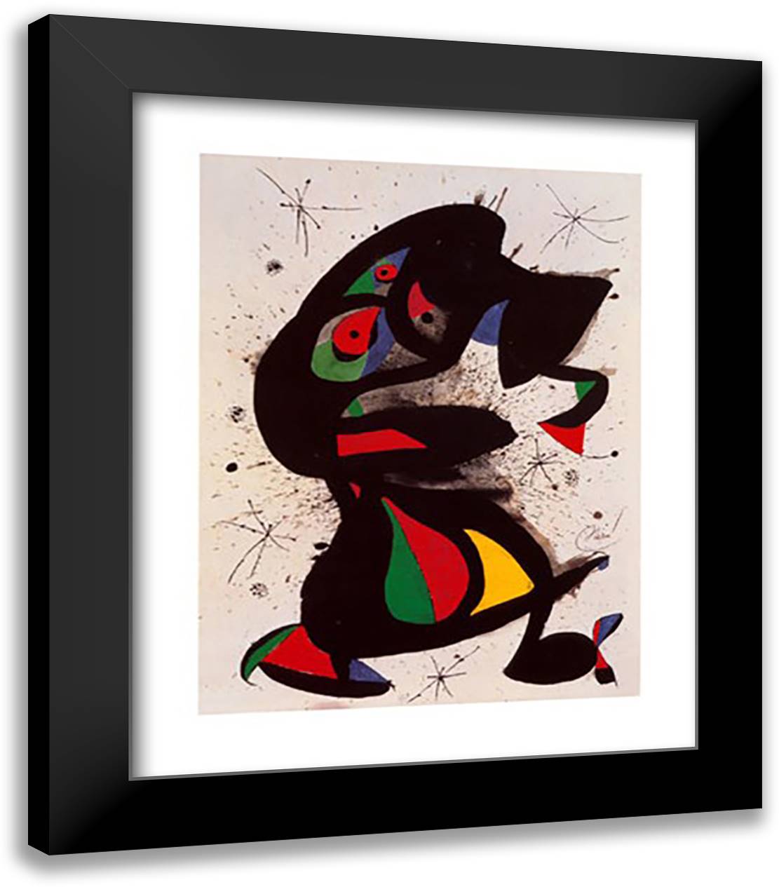 Aufrechte Figur 28x40 Black Modern Wood Framed Art Print Poster by Miro, Joan