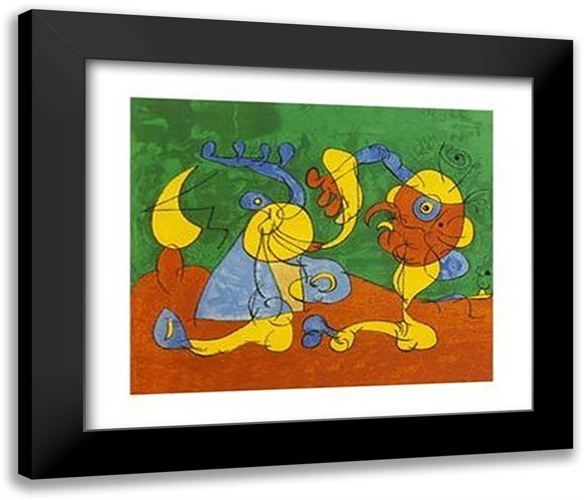 Adlige in der Fallgrube 40x28 Black Modern Wood Framed Art Print Poster by Miro, Joan
