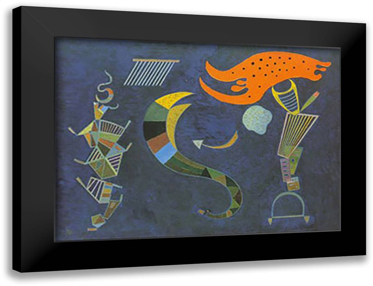 Mit dem Pfeil, c.1943 40x28 Black Modern Wood Framed Art Print Poster by Kandinsky, Wassily