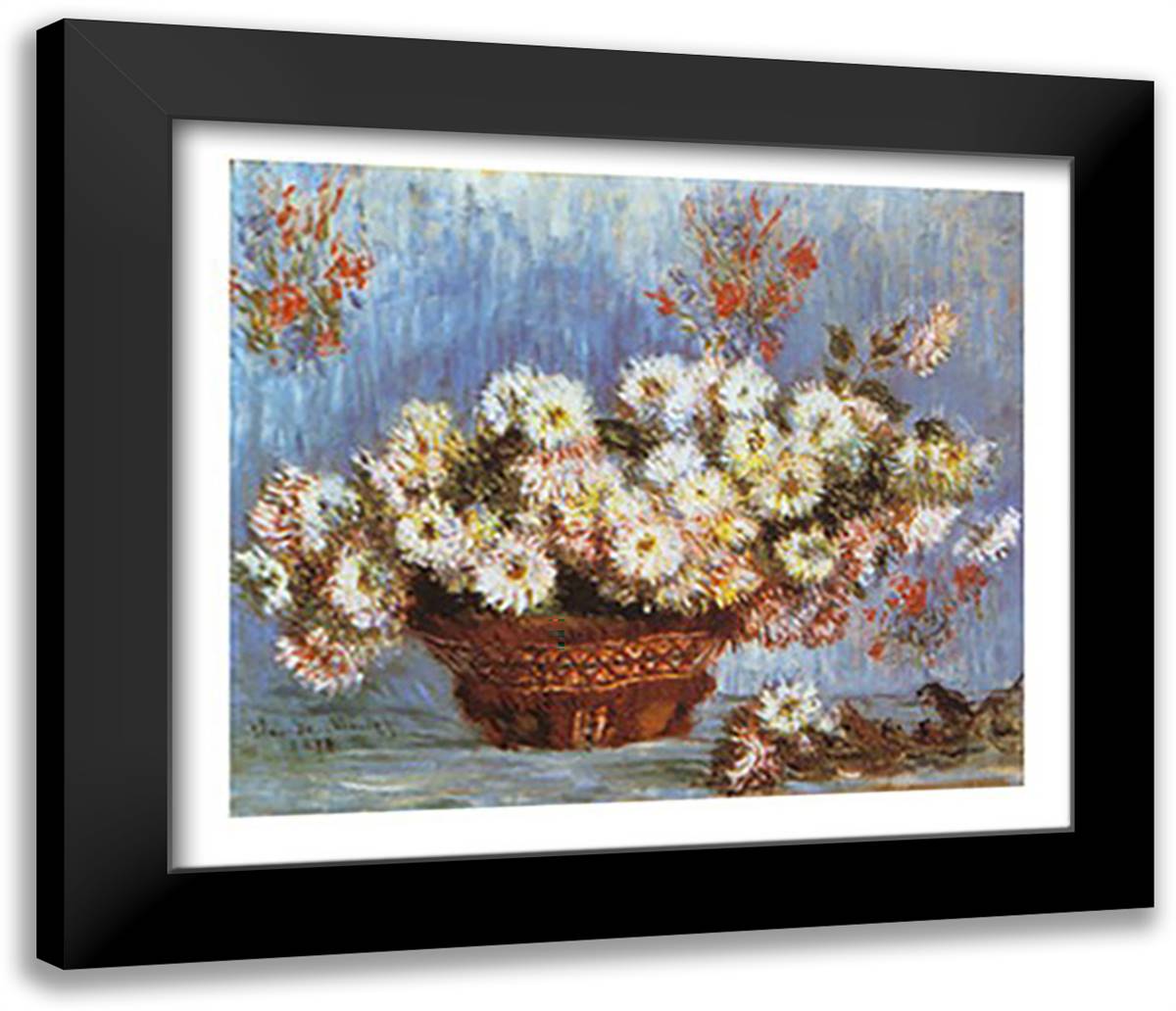 CHRYSANTHEMUMS, 1878 40x28 Black Modern Wood Framed Art Print Poster by Monet, Claude