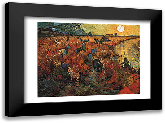 Der rote Weingarten in Arles 40x28 Black Modern Wood Framed Art Print Poster by Van Gogh, Vincent