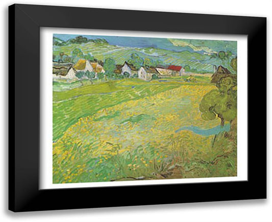 Sonnige Wiese Bel Auvers 40x28 Black Modern Wood Framed Art Print Poster by Van Gogh, Vincent