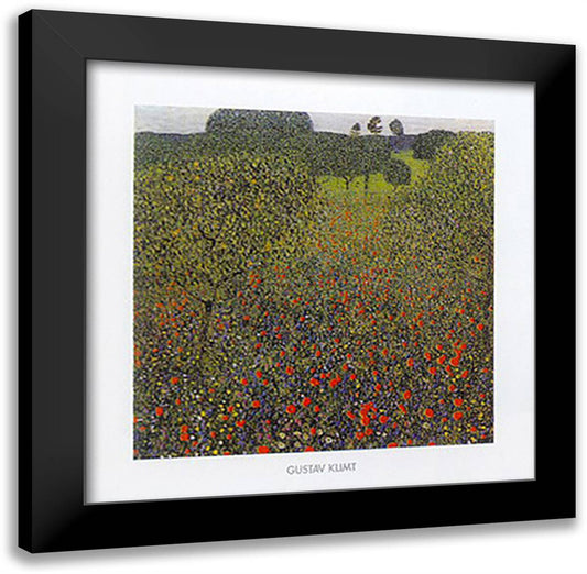 Field of Poppies 24x24 Black Modern Wood Framed Art Print Poster by Klimt, Gustav