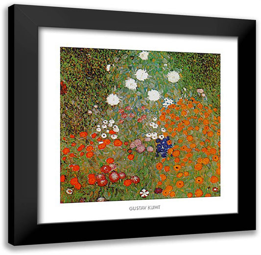 Flowery Garden 24x24 Black Modern Wood Framed Art Print Poster by Klimt, Gustav