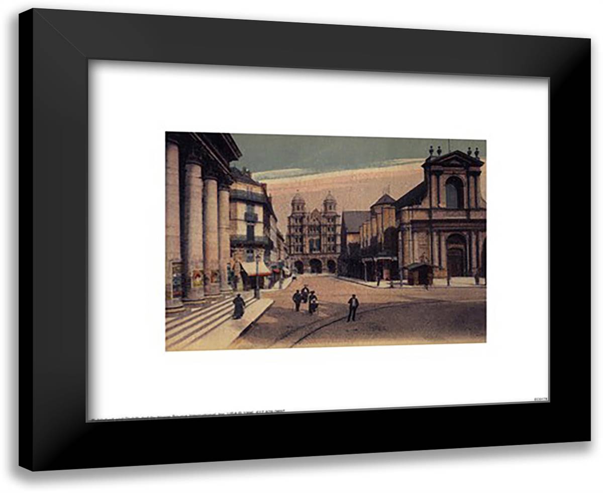 Dijon, la Place Saintetienne 14x12 Black Modern Wood Framed Art Print Poster