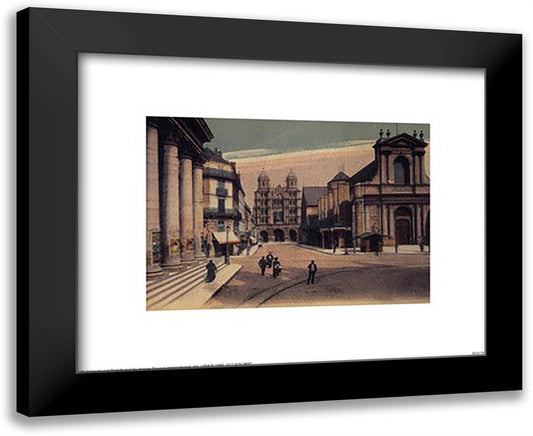 Dijon, la Place Saintetienne 14x12 Black Modern Wood Framed Art Print Poster