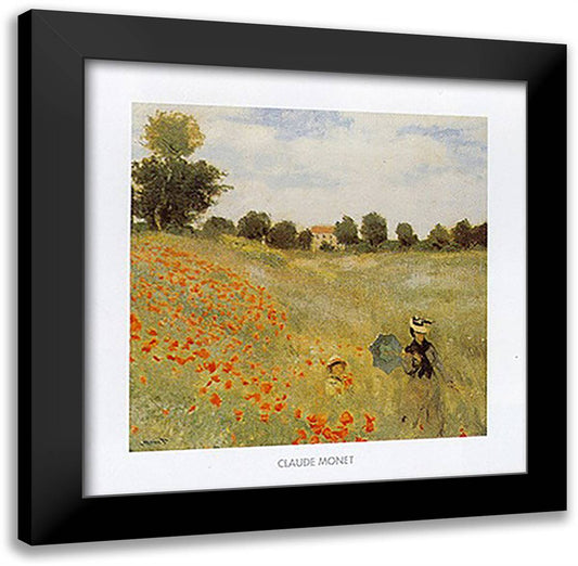 Campo di papaveri 24x24 Black Modern Wood Framed Art Print Poster by Monet, Claude