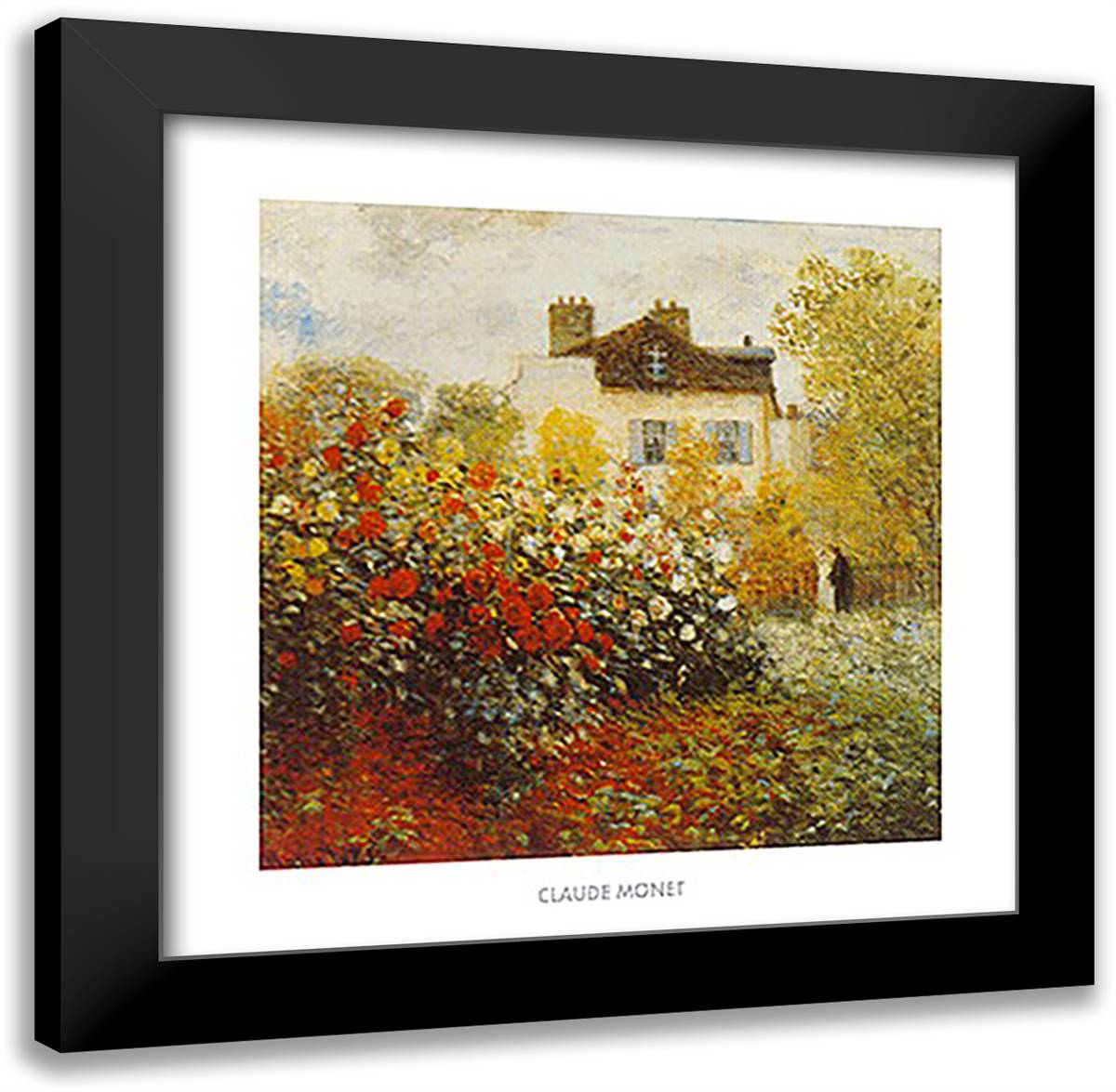 The Artist's Garden in Argenteuil (A Corner of the Garden with Dahlias), c.1873 24x24 Black Modern Wood Framed Art Print Poster by Monet, Claude