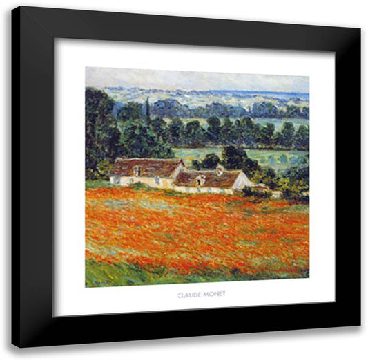 Field of Poppies at Giverny 24x24 Black Modern Wood Framed Art Print Poster by Monet, Claude