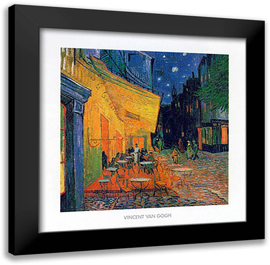 The Cafe Terrace on the Place du Forum, Arles, at Night, c.1888 24x24 Black Modern Wood Framed Art Print Poster by Van Gogh, Vincent