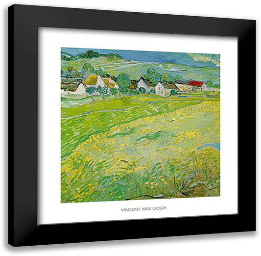 Sonnige Wiese Bel Auvers 24x24 Black Modern Wood Framed Art Print Poster by Van Gogh, Vincent