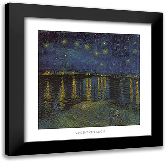 Starry Night over the Rhone, c.1888 24x24 Black Modern Wood Framed Art Print Poster by Van Gogh, Vincent