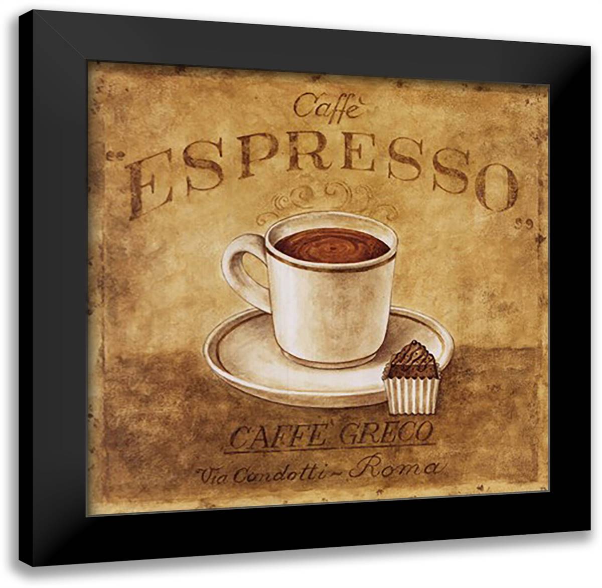 Caffe Expresso 20x20 Black Modern Wood Framed Art Print Poster by Libaud, Herve