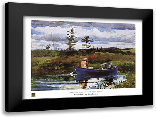 Blue Boat 32x24 Black Modern Wood Framed Art Print Poster by Homer, Winslow