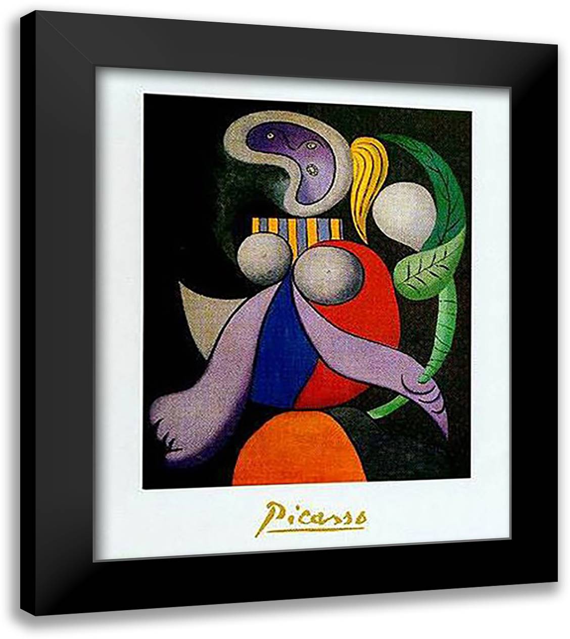 FEMME A LA FLEUR, 1932 20x24 Black Modern Wood Framed Art Print Poster by Picasso, Pablo