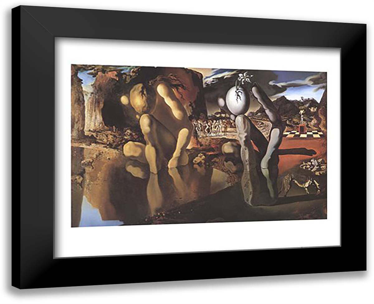 The Metamorphosis of Narcissus, c.1937 24x20 Black Modern Wood Framed Art Print Poster by Dali, Salvador