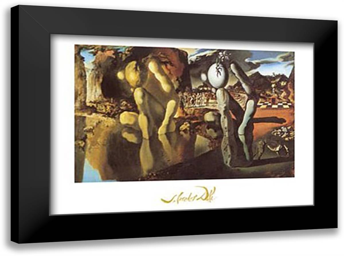 The Metamorphosis of Narcissus, c.1937 24x20 Black Modern Wood Framed Art Print Poster by Dali, Salvador