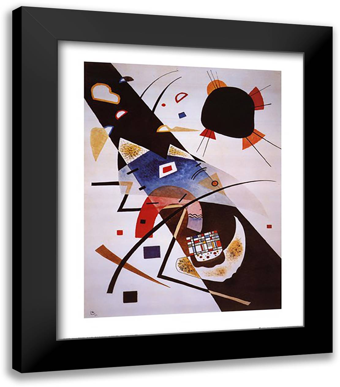 Two Black Spots 20x24 Black Modern Wood Framed Art Print Poster by Kandinsky, Wassily