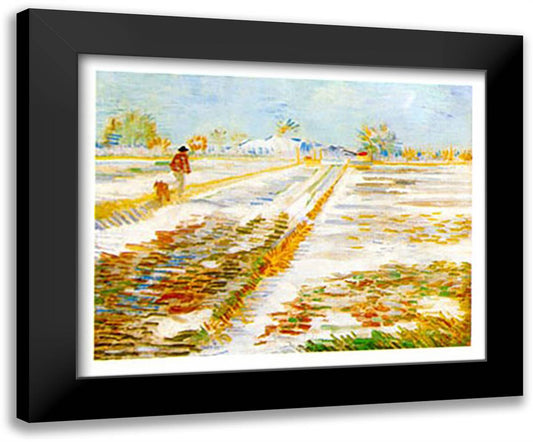 Paysage Enneige 24x20 Black Modern Wood Framed Art Print Poster by Van Gogh, Vincent