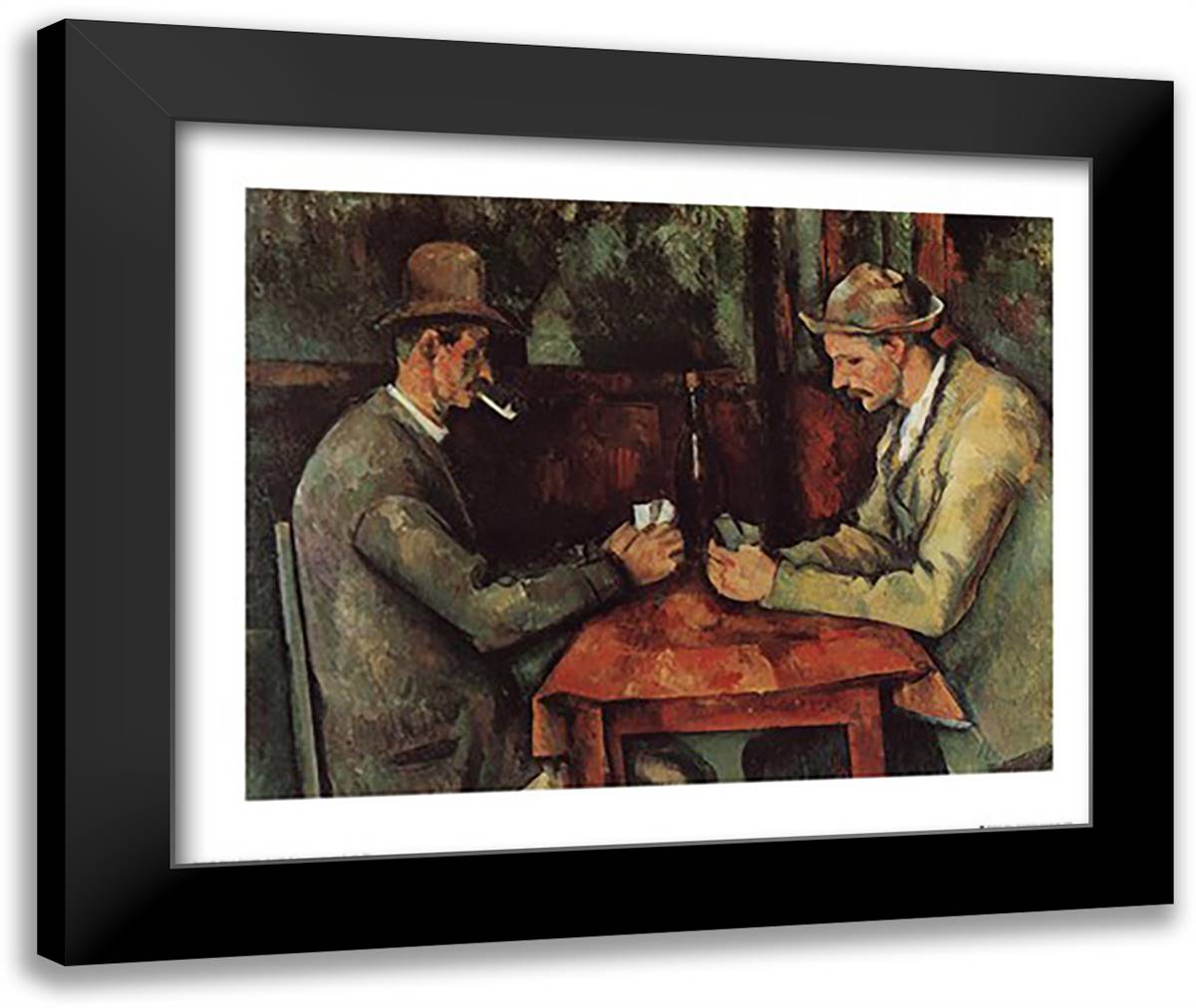 The Card Players, c.1890 24x20 Black Modern Wood Framed Art Print Poster by Cezanne, Paul