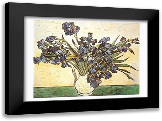 Irises in Vase, c.1890 24x20 Black Modern Wood Framed Art Print Poster by Van Gogh, Vincent