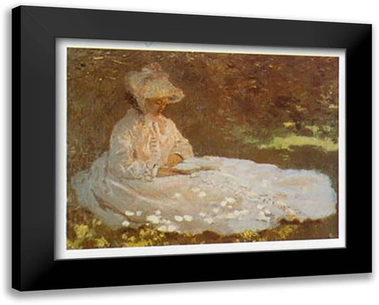 Donna in Lettura 24x20 Black Modern Wood Framed Art Print Poster by Monet, Claude