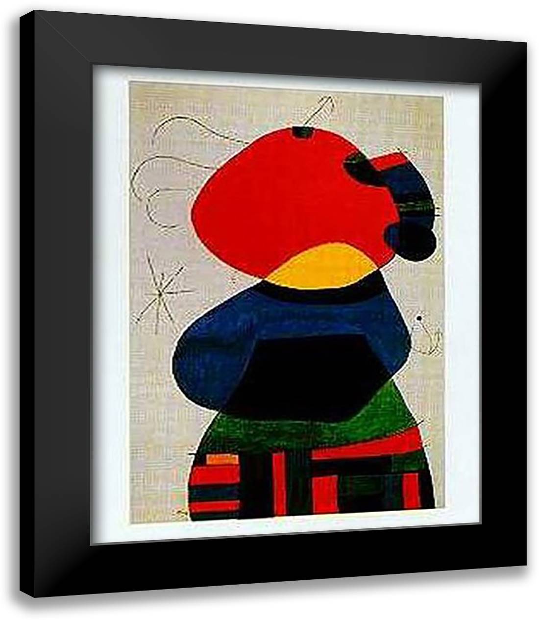 Femme Avec Trois Cheveux 20x24 Black Modern Wood Framed Art Print Poster by Miro, Joan