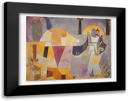 LANDSCAPE W/ BLACK COLUMNS 24x20 Black Modern Wood Framed Art Print Poster by Klee, Paul