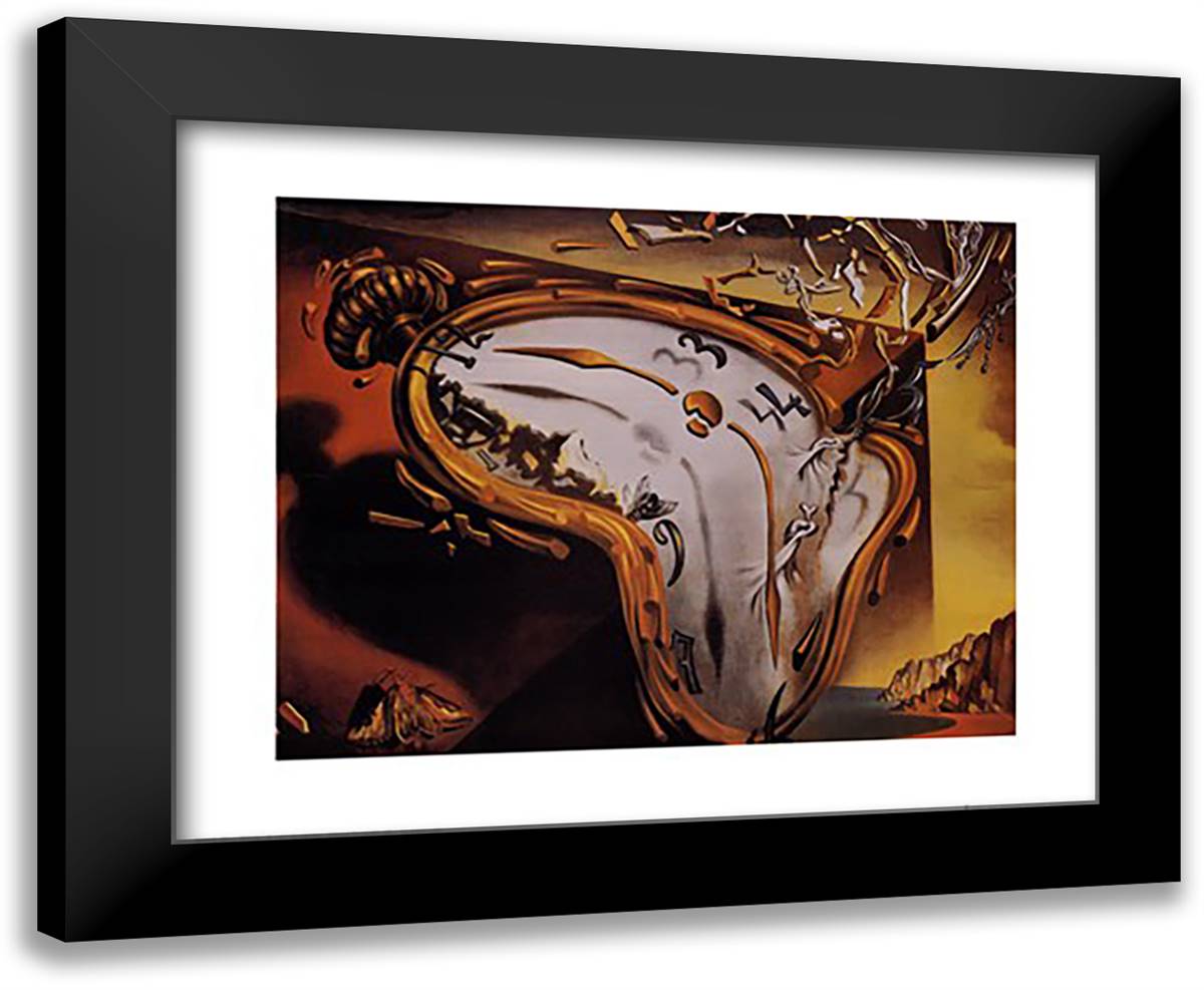 Soft Watch At Moment of First Explosion, c.1954 24x20 Black Modern Wood Framed Art Print Poster by Dali, Salvador