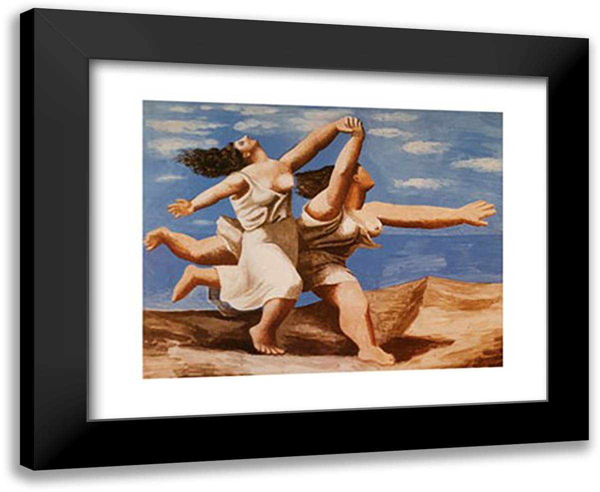 Two Women Running on the Beach, c.1922 24x20 Black Modern Wood Framed Art Print Poster by Picasso, Pablo