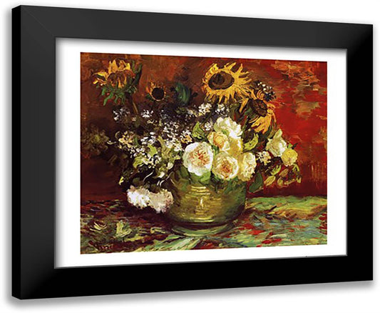 Vaso di Fiori 24x20 Black Modern Wood Framed Art Print Poster by Van Gogh, Vincent